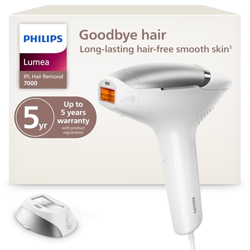 Philips Lumea 7000 Series IPL Hair Removal Device, for Women & Men, Visible Permanent Laser Hair Reduction Done at Home, SenseIQ Technology, Uniquely Curved Attachment for Body, BRI931/03