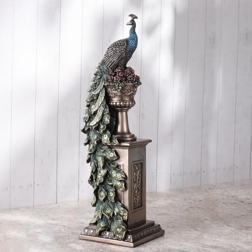 Statue de paon Veronese Design 34 cm, cadeau idéal d'anniversaire