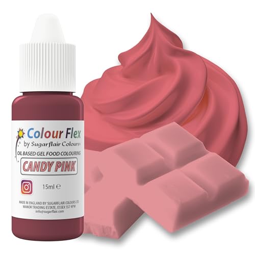 Sugarflair Colourflex Candy Pink, Colorante Alimentario a Base de Aceite, Colorante para Crema de Mantequilla, Ganache, Chocolate, Pasta de Modelar, Pasta de Azúcar y Crema - 15 ml