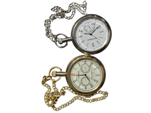 Antique Nautical Watch Vintage Style Pocket Collectible Antique Brass Pocket Watch Set of 2-image-34