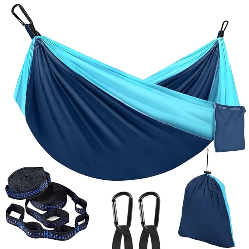 PQETBV Amaca da Campeggio, Amaca Matrimoniale Portatile, (270 x140 cm) Amaca da Campeggio da Viaggio Ultraleggera per Campeggio, Backpacking e Escursionismo