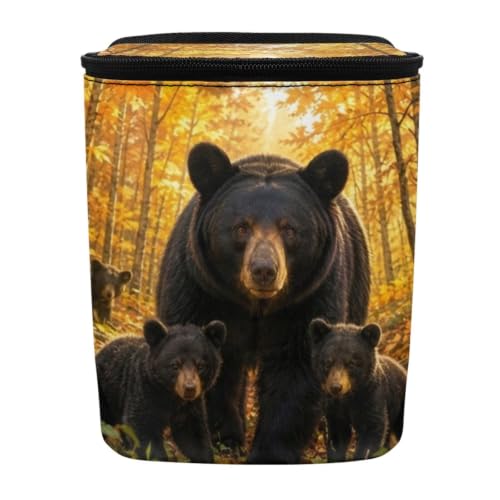 Image of Talayituse Forest Bear Hunting Camo Print Car Trash Can Portable Auto Garbage Bin Multifunctional Vehicle Interior Accessories with Adjustable Straps Universal Fit Truck SUV Sedan