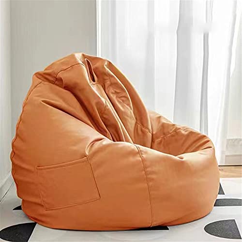Highdi Funda de Puff sin Relleno Bolsa de Frijoles, Bean Bag Puf Protector de Sofás, Puff Cubierta Moderno para Niños y Adultos, para Sofá Perezoso Cubierta de Sillón (90X100CM,Naranja Impermeable)