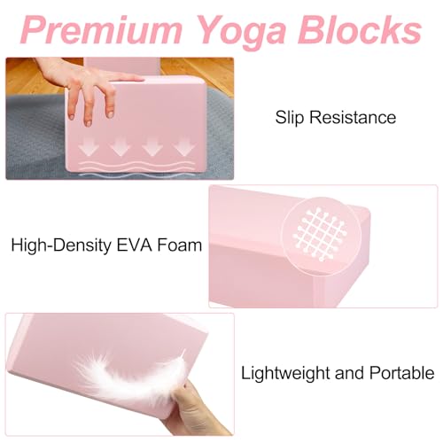 Lixiluxia Yoga Block 2er Set, Yoga Blöcke, Klötze Würfel, Rutschfeste Erwachsene Yogablock, Yogablöcke aus EVA Schaumstoff, Yogaklotz für Pilates, Meditiation Rosa