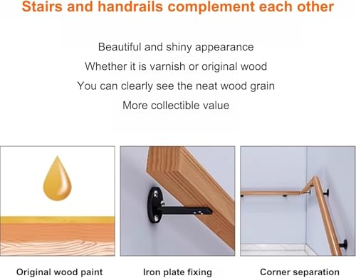 Barandilla duradera de madera maciza para escaleras con diseño de una pieza 4