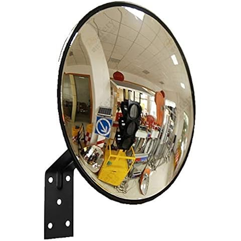 KitaBulb Verkehrsspiegel Sicherheitsspiegel Überwachungsspiegel Panoramaspiegel Konvex Spiegel 30cm Schwarz Cover