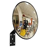 Traffic Curved Convex Wide Angle Mirror, 30 cm / 12", Unbreakable for Road Safety Shop Security with Adjustable Wall Fixing Bracket