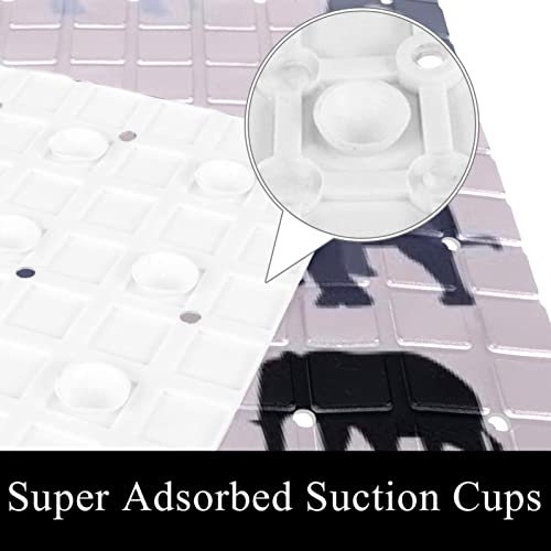 Tapis de douche antidérapant avec ventouses éléphant nordique lavable - 4