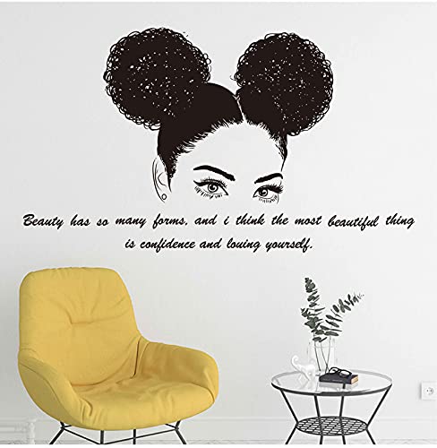 Make Up Wall Decor Beauty Salon African Woman Wall Art Decal Beautiful Afro Black Girl Vinyl Wall Stickers Living Room Home Decor Ll2473 (Ll2267 Black) #TOP1
