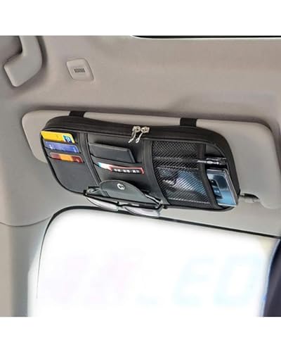 Filet pare-soleil voiture : organisateur élastique noir à 2 fermetures éclair pour camion et SUV
