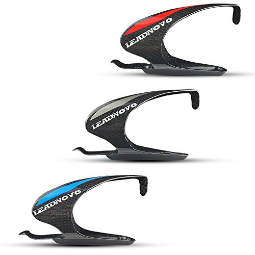 Generic 2 PCS glossy red : LEADNOVO LN-03 2017 carbon bottle cage 3K glossy red blue grey bike water bottle holder super weight 22g bicycling bidon cycling