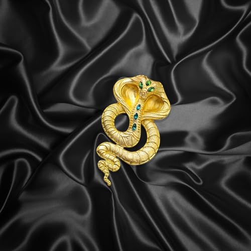 Image of Retro Crystal Snake Brooch Gold Plated Cobra Animal Corsage Suit Jacket Brooch Pin Fashion Jewelry for Men Women Gifts