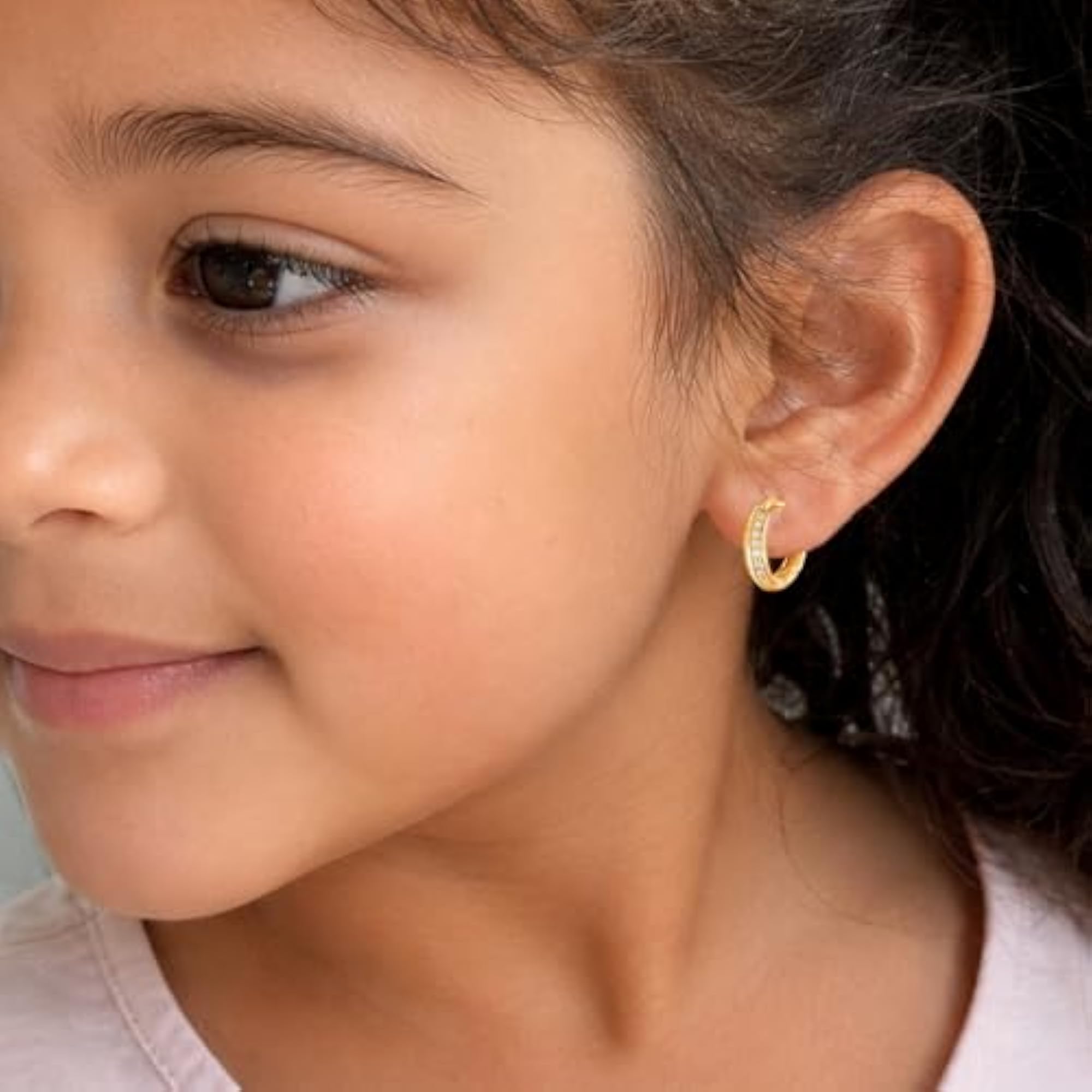 18K Gold Plated Cubic Zirconia Huggie Hoops