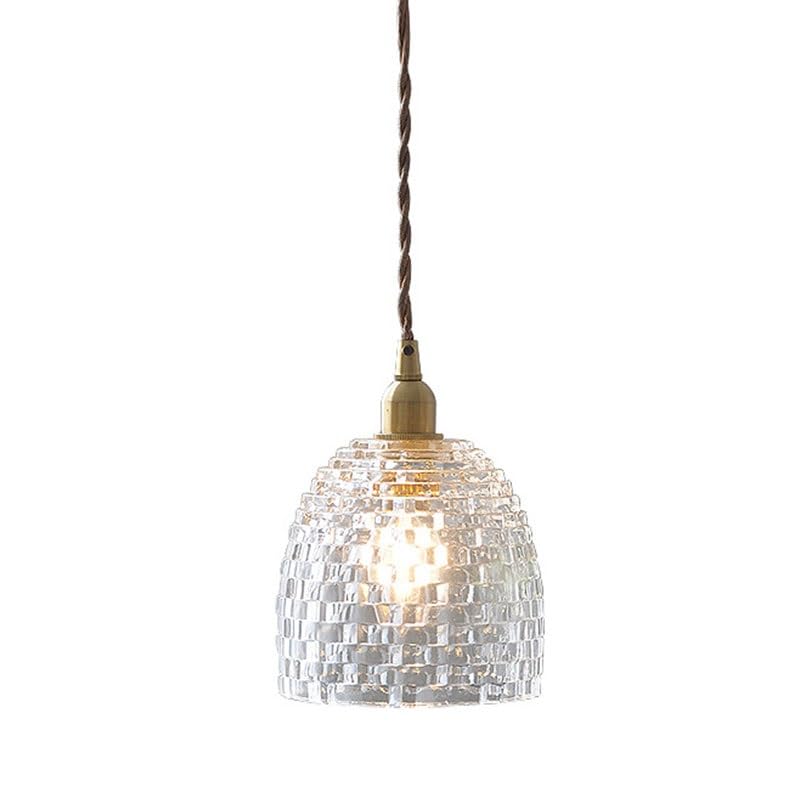 Lustre en laiton avec abat-jour en verre de style créatif et élégant pour séjour