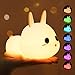 Bunny Nachtlicht Kinder, Nachtlicht Baby mit 7 Lichtwechsel, Led Nachttischlampe kinder Dimmbar Touch Lampe, USB Silikon Stilllicht für Babyzimmer Kinderzimmer Deko Schlaflicht Geburtstag Geschenk
