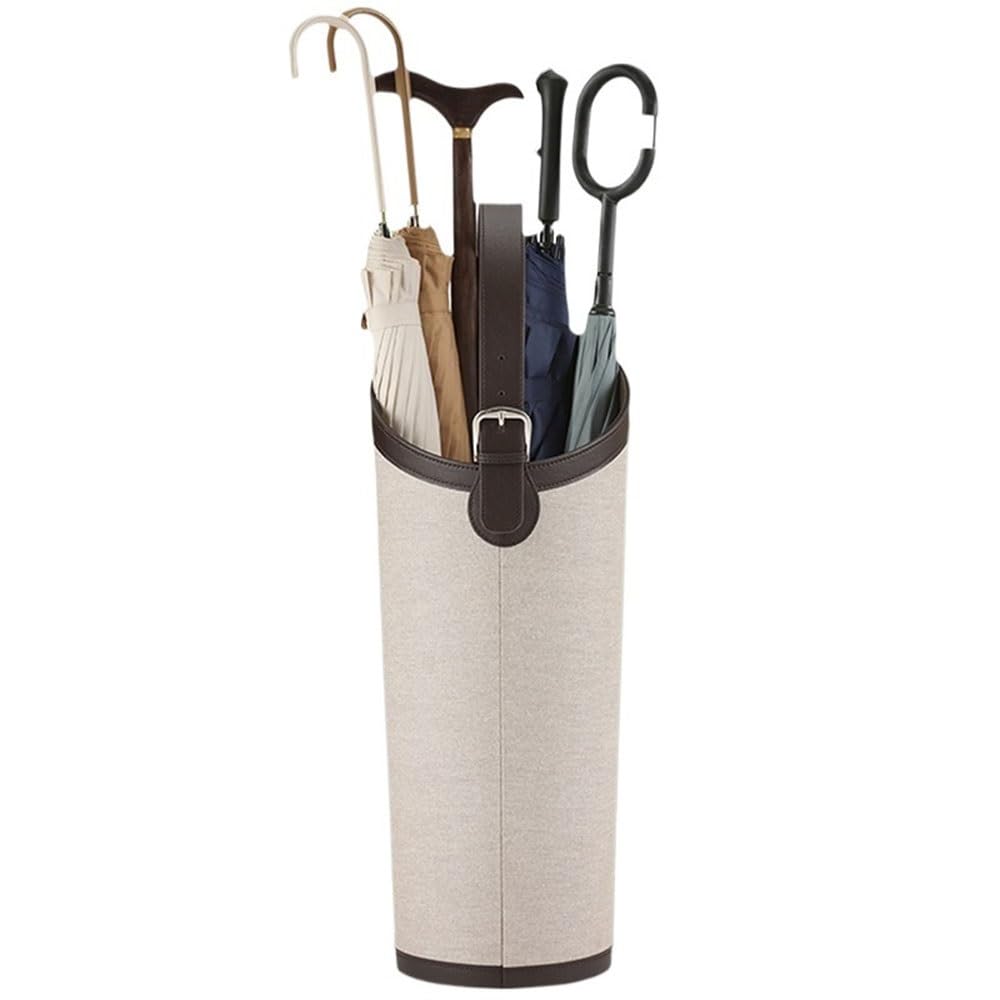 SONGYL-20249 Umbrella Stand Home Umbrella Stand Bucket, Decorative Leather Freestanding Storage Rack Organizer, Cane Walking Stick Holder Entryway(White)