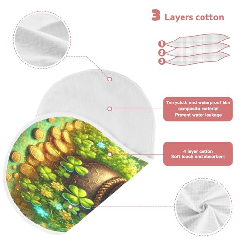 St Patricks Clover Baby Burp Cloths Absorbent Muslin Soft Burp Cloth Rags Cotton Burp Clothes for Girl Unisex Boy Newborn 1 Pack 22x11 Inches3