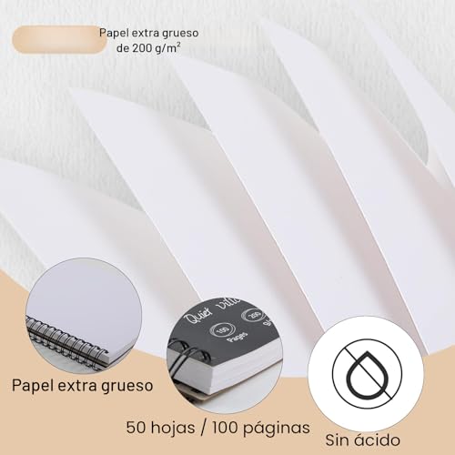 Miniatura 3 de Sketchbook A4 Cuaderno De Dibujo Premium, 50 Hojas 100 Páginas, 200 G M Bloc De Dibujo A4, Block Dibujo Con Encuadernación Espiral, Ideal Para Dibujar Y Notas