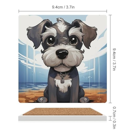 Dessous de verre Schnauzer absorbant pour stopper les taches et rayures de table - 3