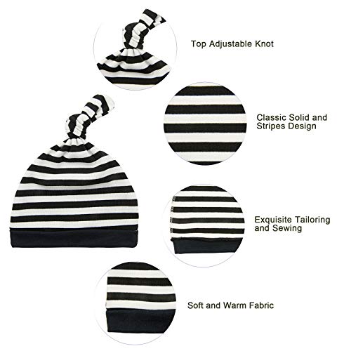 American Trends Baby Hat Mittens Newborn Hats For Boys Baby Hats 0-6 Months Winter Beanie Caps 4 Pack Black White Double Stripe #TOP3