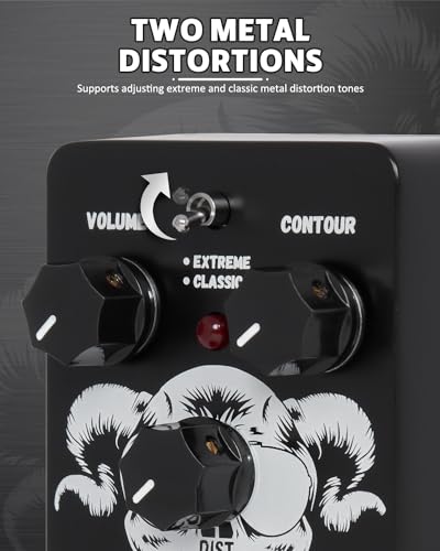 Image of STRICH Metal Distortion Guitar Pedal, WARCRY Distortion 2 Modes Fat, Boost, Normal Classic Crunch 80s Metal /Nu Metal, True Bypass for Electric Guitar, Black and White