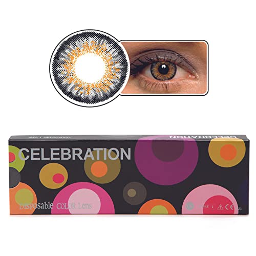 Celebration Color Weekly Coloured Contact Lenses 5 Pairs (Gray, 0.00)