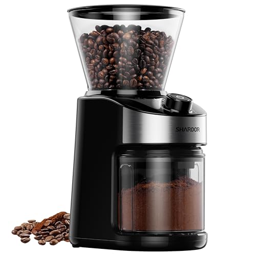 SHARDOR Electric Burr Coffee Grinder, 32 Precision Grind Settings, 40-Second Adjustable Timer, Chamber Cleaning Button, Designed for Coffee Enthusiasts