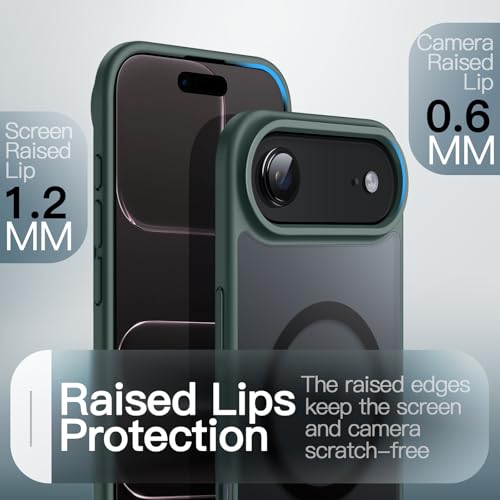 Image of JETech Magnetic Case for iPhone Air Compatible with MagSafe, Translucent Matte Back Slim Minimalist Shockproof Phone Cover, 6.5-Inch Display (Dark Green)