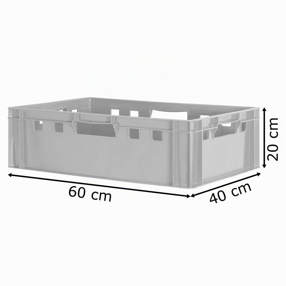 2 Stück E2 Fleischkisten Rot Kisten Eurobox Lebensmittelecht Metzgerkiste Box Aufbewahrungsbox Kunststoff Wanne Plastik Stapelbar Lagerkisten 60 x 40 Kingpower