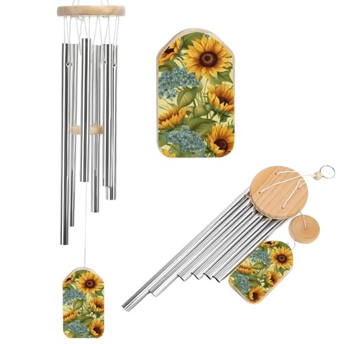 Outdoor Wind Chimes, Sunflowers Printed Wind Chimes,Simple Wind Chimes,Curtain Wind Chimes for Home Decoration