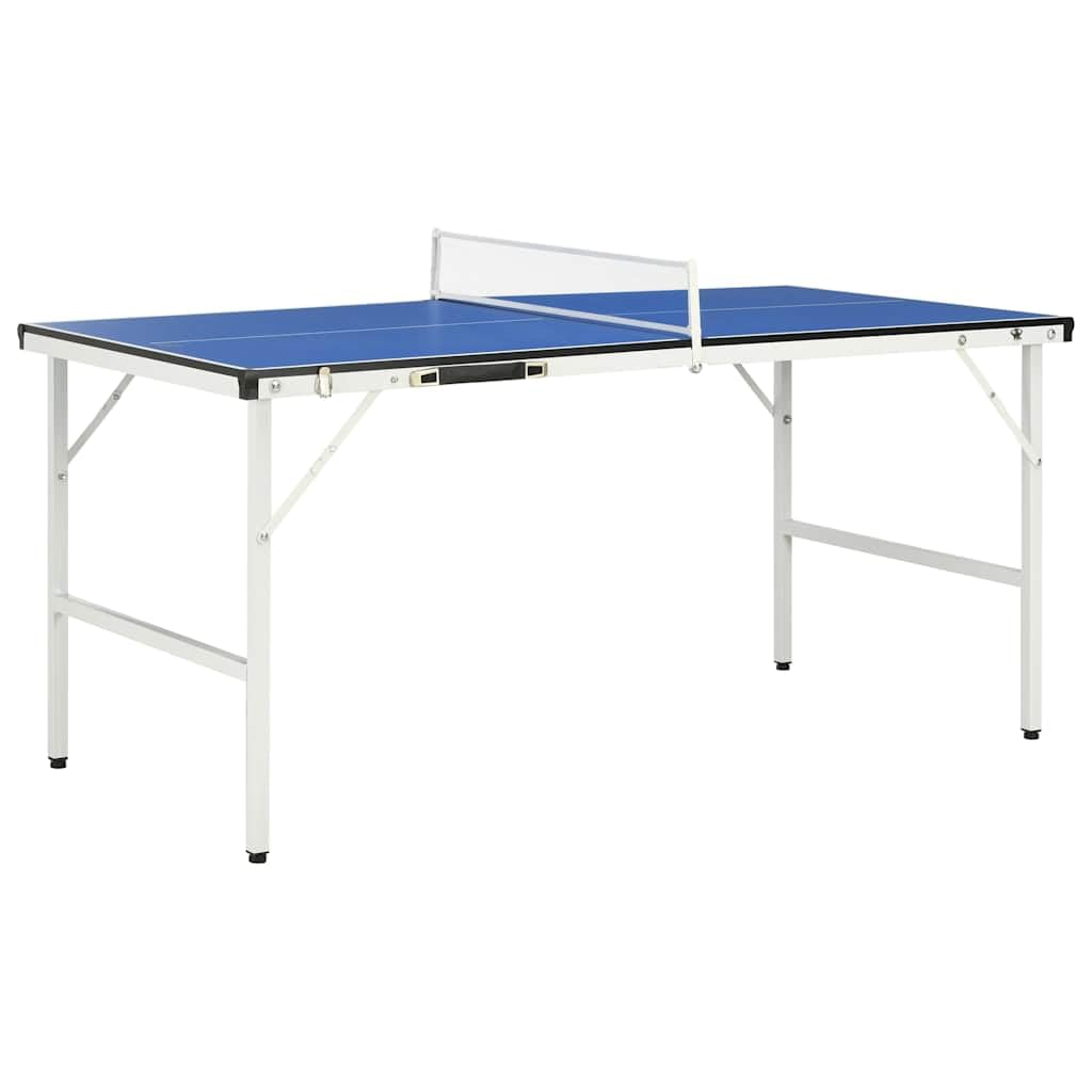 Mangloder - Tavolo da ping pong pieghevole con rete, 152 x 76 x 66 cm, blu, arrotolabile, livellamento gambe regolabile, per interni ed esterni, facile da trasportare, robusto, per tempo libero