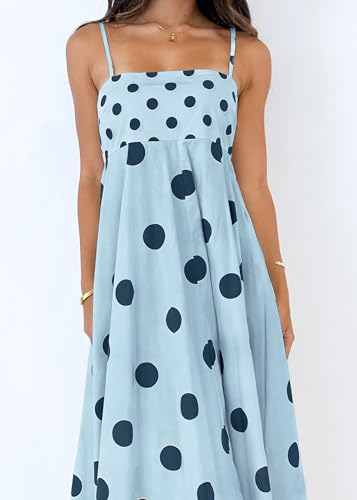 Image of NUFIWI Women Summer Striped Maxi Dress Spaghetti Strap Cutout Ruffle Long Dress Flowy Swing Beach Vocation Dress