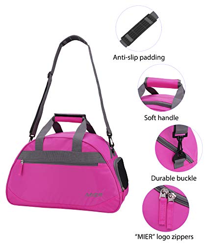 MIER 20 Inches Sports Gym Bag Travel Duffel Bag with Shoes Compartment for Women and Men (Pink)