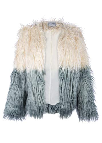 Womens Ombre Faux Fur Coat Open Front Plush Jacket - Size Medium/Large White