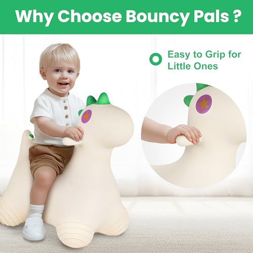 Bouncy Pals Dinosaur Hopping Horse, Toddler Boys Inflatable Bouncing Animal, Dinos Hopper Toy, Baby Indoor Ride on Bouncer, Kids Outdoor Jump Toy, First Birthday Gifts for 18 24 Months 2 3 4 Year Old - Image 5