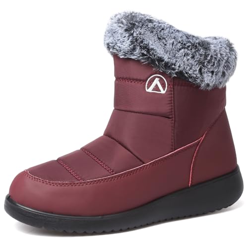 Rokiemen Botas de Nieve Mujer Botines de Invierno Impermeables Forradas Calientes Botines Aire Libre Antideslizante Planas...