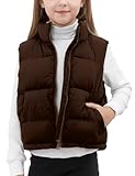 Noomelfish Girls Puffer Vest Kids Winter Warm Quilted Padded Outerwear Sleeveless Jacket Coat, Brown, Size 5-6 Years