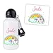 Gourde personnalisée pour enfant - Personnalisable avec prénom - Modèle licorne arc-en-ciel