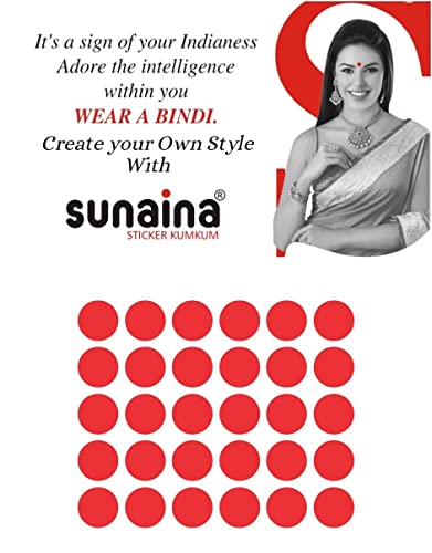 Image of Sunaina New Gold Sticker Kumkum Forehead Round Bindis Velvet Pottu /Bindi Box With 15 Cards /Flaps For Women & Girls (GR004, Red)