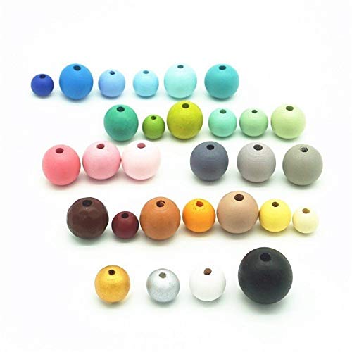 400 Cuentas De Madera Redondas De 8mm - Multicolor, Ideales Para Manualidades, Joyería Infantil Y Proyectos DIY