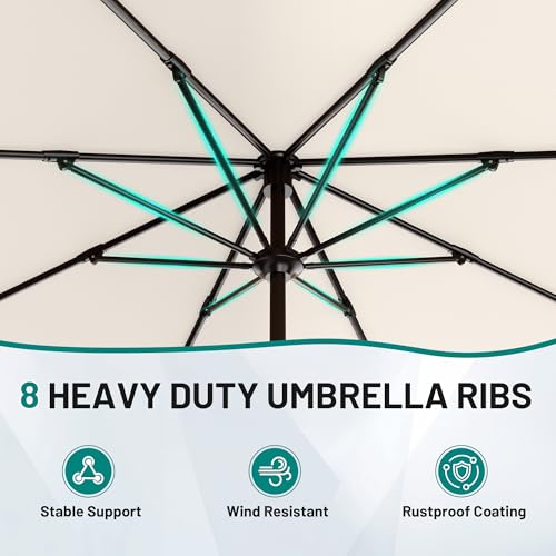 Image of AreShark 12 FT Patio Umbrella for Outdoor, Outdoor Table Umbrella with Crank, Outdoor Patio Umbrellas with 8 Sturdy Ribs, Patio Umbrellas for Market, Garden, Pool (Cream White)