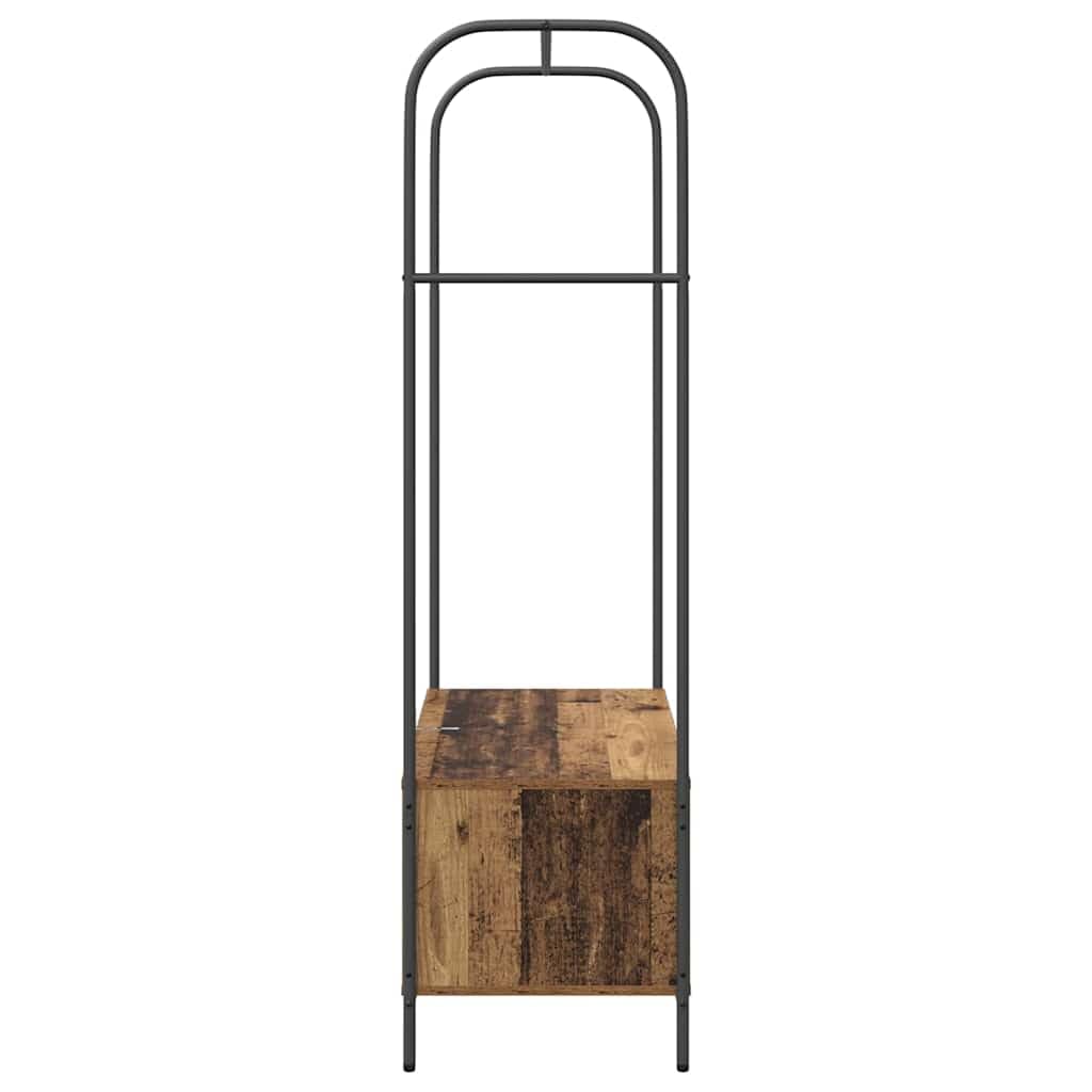 Kleiderständer Braun Eichen-Optik 100 x 44 x 160 cm freistehend aus Holz und Metall stabil mit Haken und Rollen platzsparend für Schlafzimmer Flur Wohnzimmer Aufbewahrung