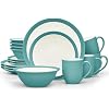 Noritake Colorwave Turquoise 16-Piece Curve Set, Service for 4 in Blue/Green/Turquoise