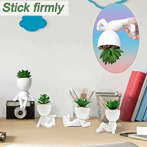 4 Pcs Artificial Succulent Plants With Creative Ceramic Human Figure Planter Pot, Mini Potted Planter Succulent Decor For Desktop Office Bedroom Table (Ceramic White) #TOP6