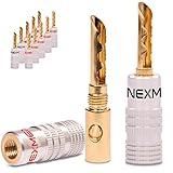 NEXMEX High End Hohl Bananenstecker 24K vergoldet 12 Stück (6-Paar) Banana-Stecker Steckverbinder Tube für Kabel bis 6mm² löt- oder schraubbar für Lautsprecherkabel 8 AWG - 16 AWG