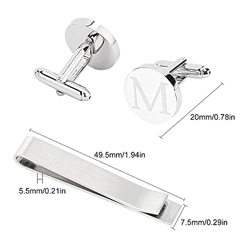 GORGECRAFT Klassieke Manchetknopen voor Mannen Tie Clips en Manchetknopen Sets voor Mannen Alfabet Initiële Letter Manchetknopen voor Formele Zakelijke Bruiloft,M - Image 3