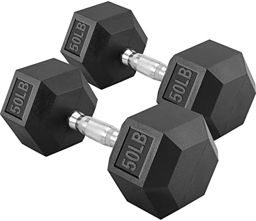 50 pound dumbbells set of 2,50lbs Hex Dumbbell Hand Weights Pairs,Dumbbells for Exercises,Strength Training Equipment,Home Gym Accessories