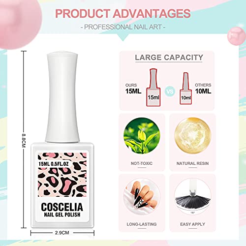 COSCELIA 5 * 15 ML UV Nail gel Set mit 110W UV/LED Nagellampe Set UV Gel Nail Polish Glitzer DIY Nagellack Nagel Kit – Bild 6