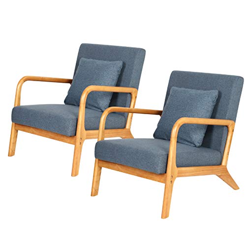Wacasa Mid-Century Modern Accent Chair,Fabric Lounge Boho Side Chair For Living Room Bedroom, Reading Armchair (2, Blue) #TOP7