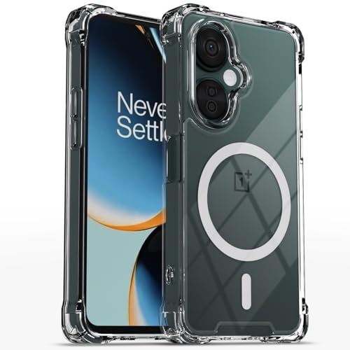 Image of Amazon Basics Back Cover for OnePlus Nord Ce 3 Lite 5G Mag-Safe Shockproof PC + TPU Protective Case Magnetic Support Bumper Case (Transparent Mag-Safe)